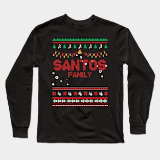 Santos Family Christmas, Name Xmas , Merry Christmas, Name , Birthday, Middle name Long Sleeve T-Shirt